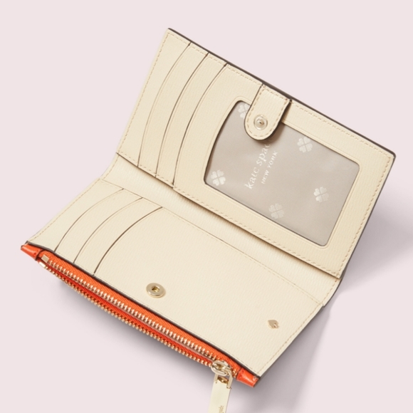NWT Kate Spade Spencer bifold wallet orange red - Picture 2 of 5